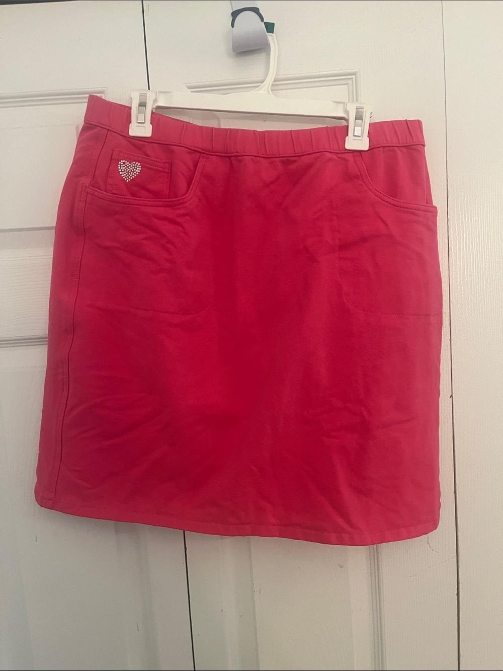 Quacker Factory Pink Mini Skort with Rhinestone Heart